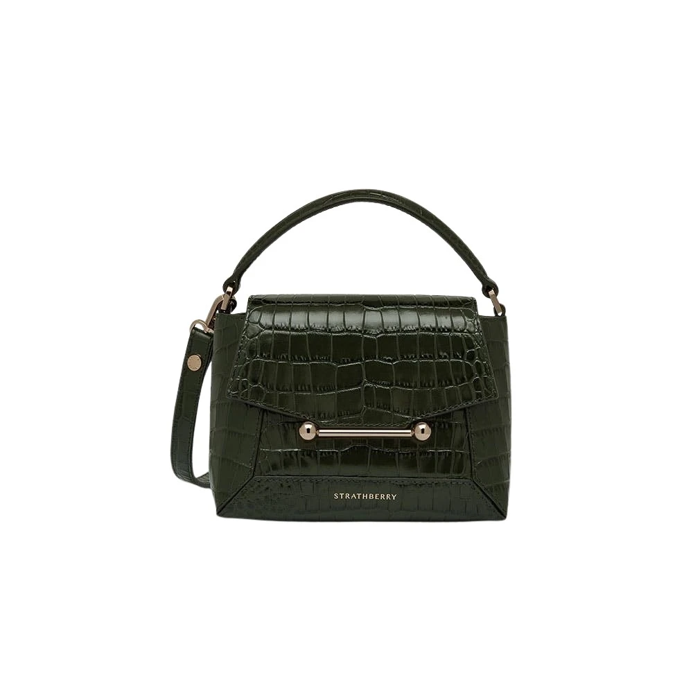 Green-Mosaic-Nano-in-Croc-embossed-Leather-Forest92479_nobg Strathberry Mosaic Nano in Croc-embossed Leather Forest