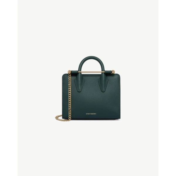 Strathberry Nano Tote in Bottle Green, view 2