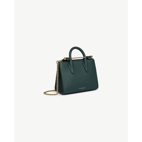 Strathberry Nano Tote in Bottle Green, view 3