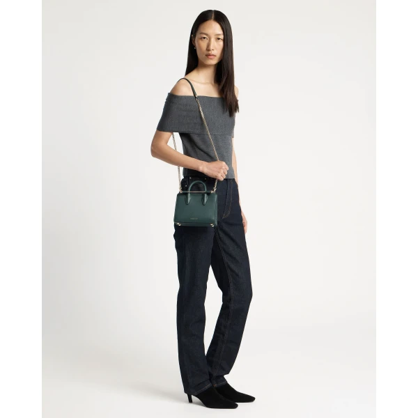 Strathberry Nano Tote in Bottle Green, view 7