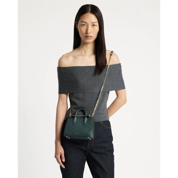 Strathberry Nano Tote in Bottle Green, view 8