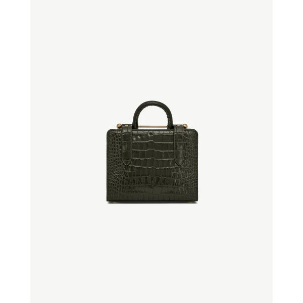 Strathberry Nano Tote in Croc-embossed Forest, view 4