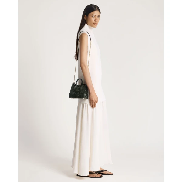 Strathberry Nano Tote in Croc-embossed Forest, view 8