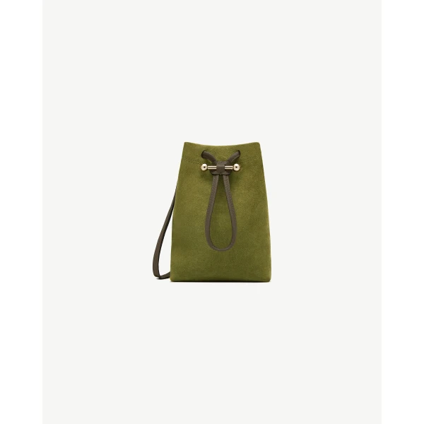 Strathberry Osette Midi Pouch in Lime and Khaki, view 2