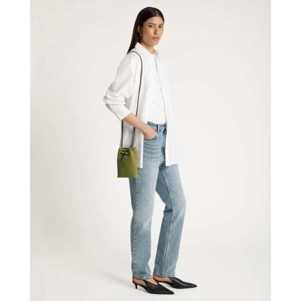 Strathberry Osette Midi Pouch in Lime and Khaki, view 8