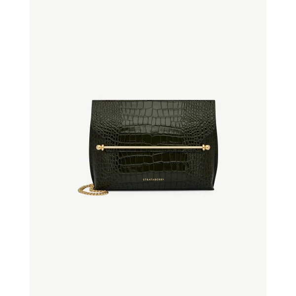 Strathberry Stylist in Croc-embossed Leather Forest, view 2