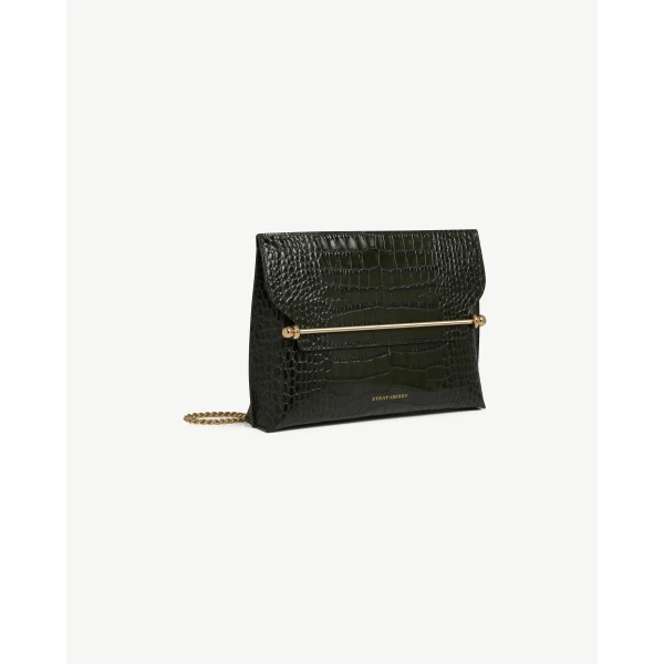 Strathberry Stylist in Croc-embossed Leather Forest, view 3