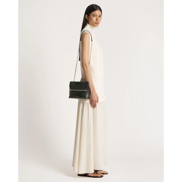 Strathberry Stylist in Croc-embossed Leather Forest, view 7