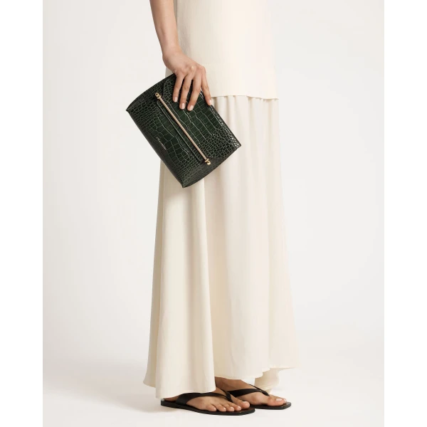 Strathberry Stylist in Croc-embossed Leather Forest, view 9