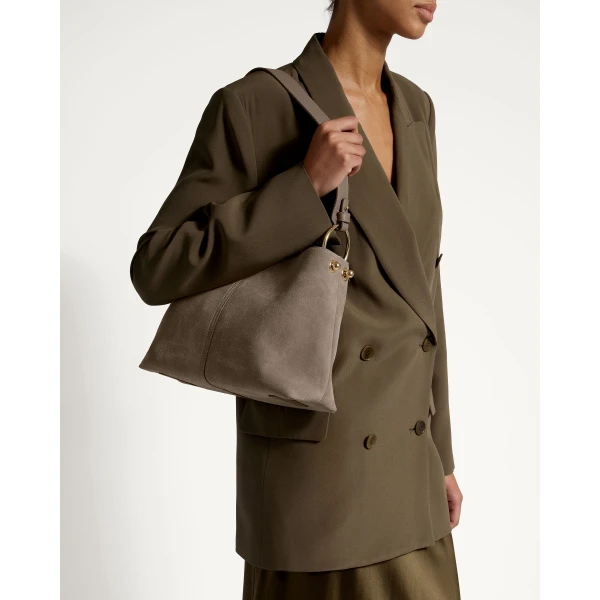 Strathberry Lana Hobo in Taupe Suede, view 8