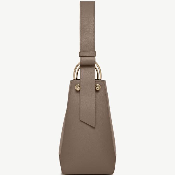 Strathberry Lana Midi Bucket Bag in Taupe Suede, view 4