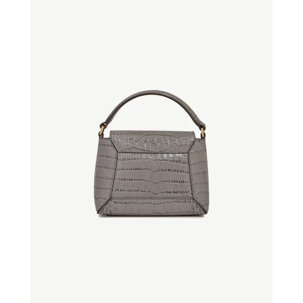 Strathberry Mosaic Nano in Soft Croc-embossed Leather Stone Grey, view 4