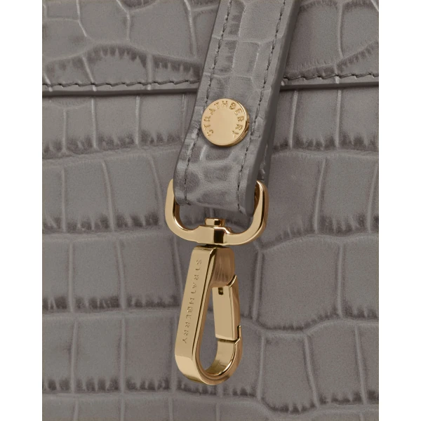 Strathberry Mosaic Nano in Soft Croc-embossed Leather Stone Grey, view 7