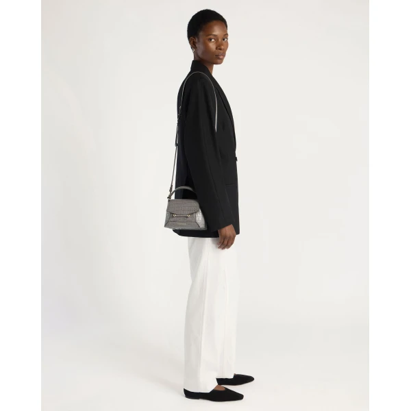 Strathberry Mosaic Nano in Soft Croc-embossed Leather Stone Grey, view 8