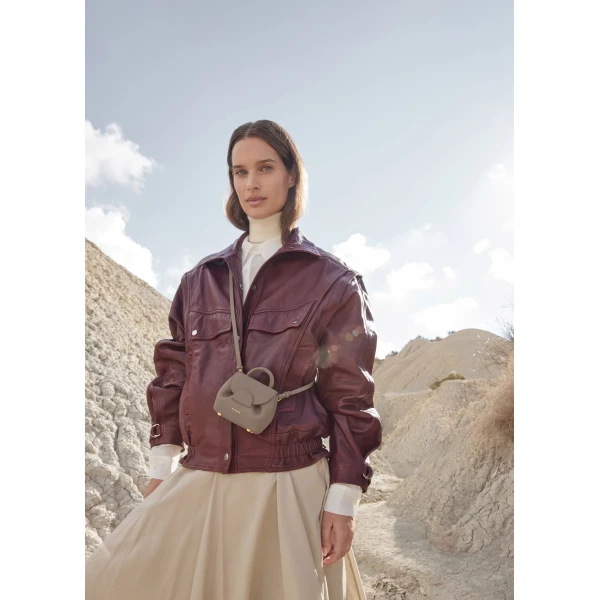 Polene Numéro Un Micro in Taupe Bag, view 2