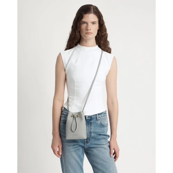 Strathberry Osette Midi Pouch in Marble Grey, view 9
