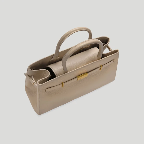 Demellier The Midi Hudson in Light Taupe Crossbody Bag, view 4