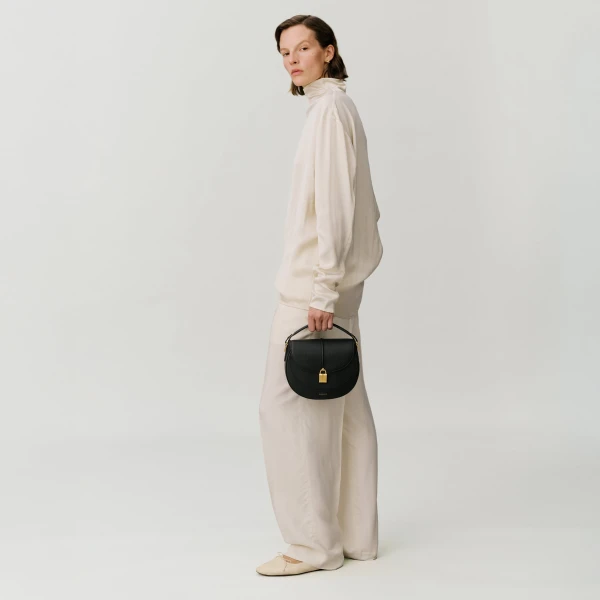 Demellier The Siena Saddle in Light Taupe Crossbody Bag, view 7