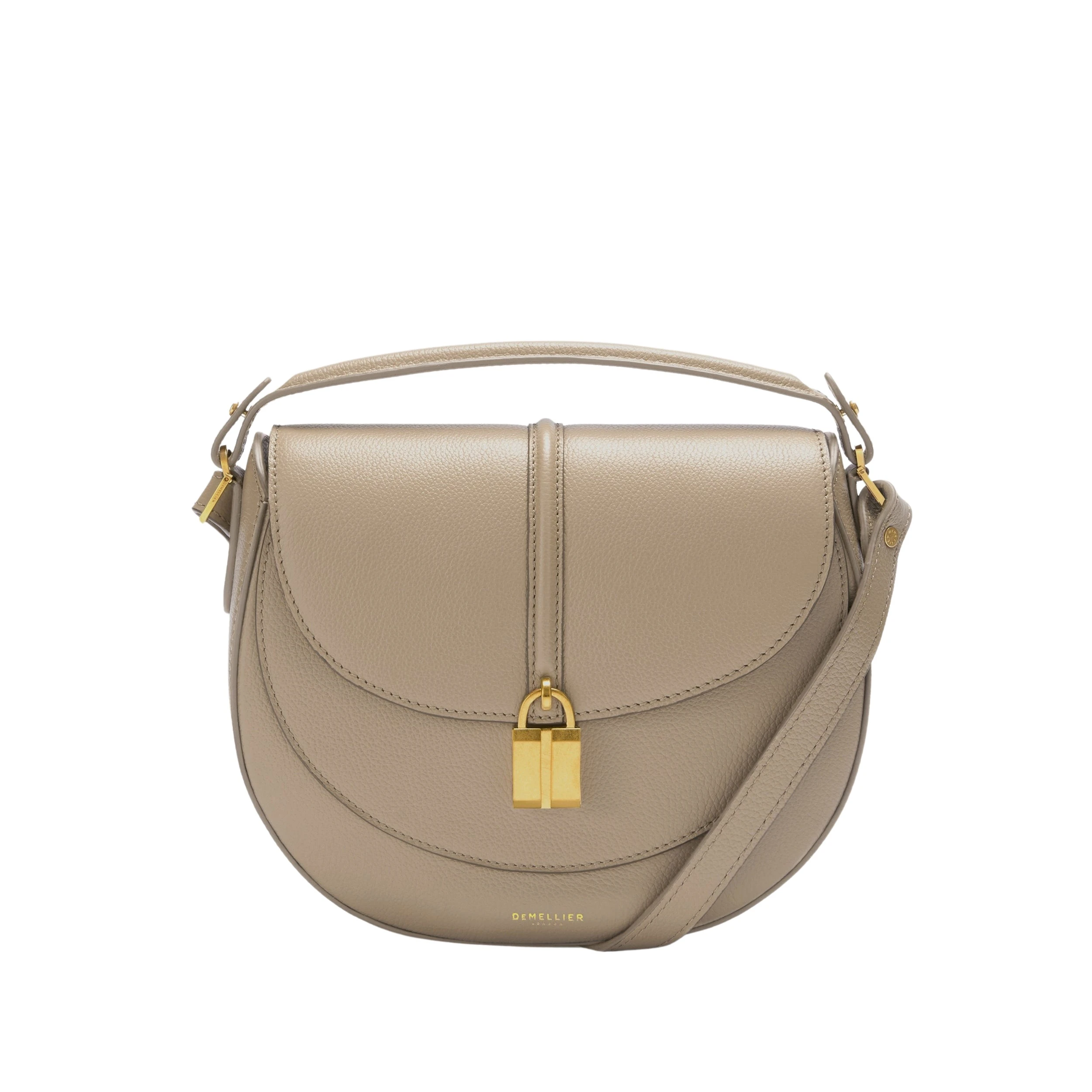 Grey-The-Siena-Saddle-in-Light-Taupe94541_nobg Demellier The Siena Saddle in Light Taupe Crossbody Bag