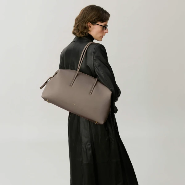 Demellier The Stockholm in Dark Taupe Tote Bag, view 7