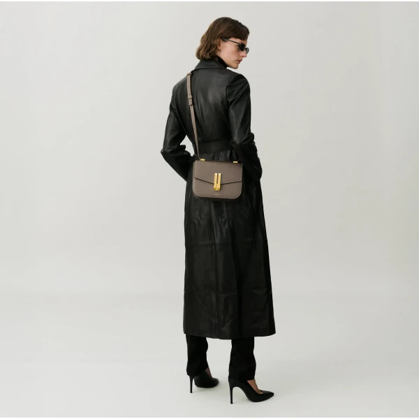 Demellier The Vancouver in Dark Taupe Crossbody Bag, view 7