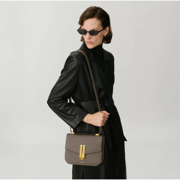 Demellier The Vancouver in Dark Taupe Crossbody Bag, view 8