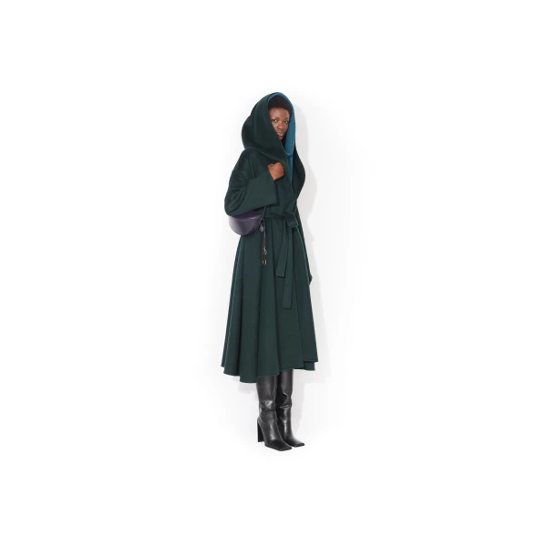 Alaïa Hood Cashmere Wrap Coat - ALAÏA Coats - Laser Cut Luxury - Shop at Luxury Shoes 