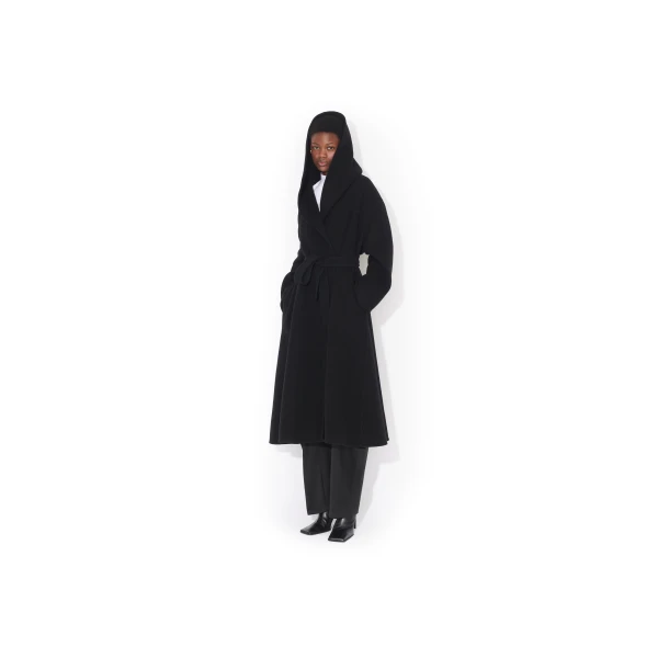 Alaïa Hood Wrap Wool Coat - ALAÏA Coats - Laser Cut Luxury - Shop at Luxury Shoes 