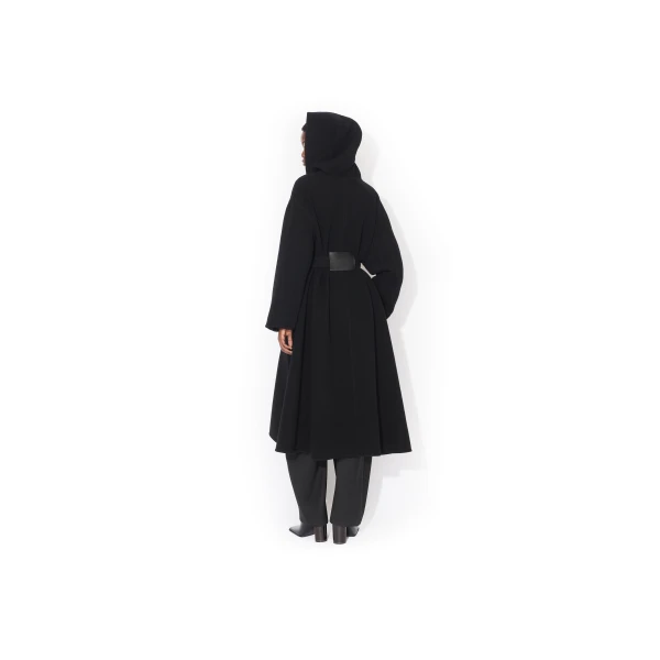 Alaïa Hood Wrap Wool Coat - ALAÏA Coats - Laser Cut Luxury - Shop at Luxury Shoes 
