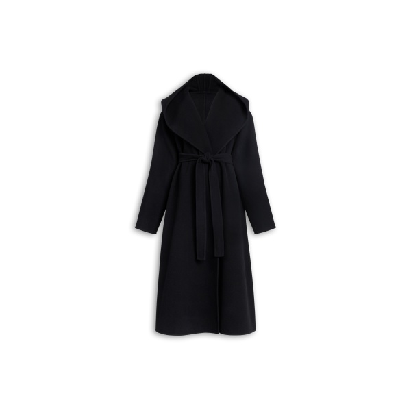 Alaïa Hood Wrap Wool Coat - ALAÏA Coats - Laser Cut Luxury - Shop at Luxury Shoes 