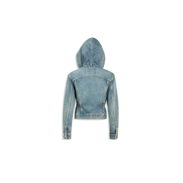 Alaïa Hooded Denim Jacket - ALAÏA Jackets - Laser Cut Luxury - Shop at Luxury Shoes 