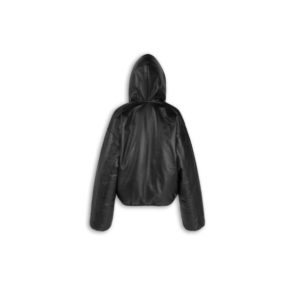 Alaïa Hooded Leather Bomber - ALAÏA Jackets - Laser Cut Luxury - Shop at Luxury Shoes 