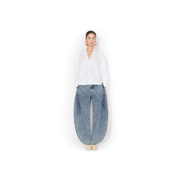 Alaïa Hooded Poplin Shirt - ALAÏA Hoodies - Laser Cut Luxury - Shop at Luxury Shoes 