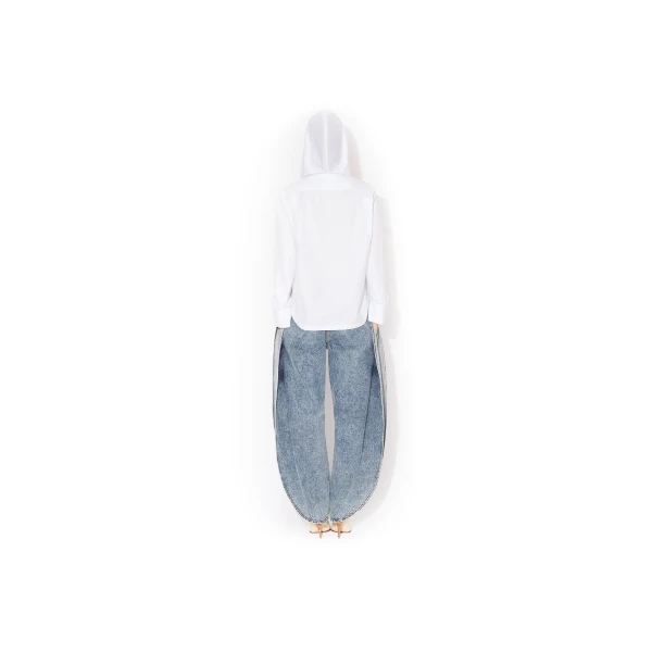 Alaïa Hooded Poplin Shirt - ALAÏA Hoodies - Laser Cut Luxury - Shop at Luxury Shoes 