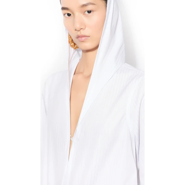 Alaia Hooded Poplin Shirt, view 6
