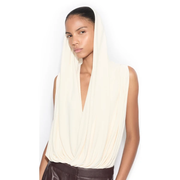 Alaia Hooded Viscose Bodysuit, view 5