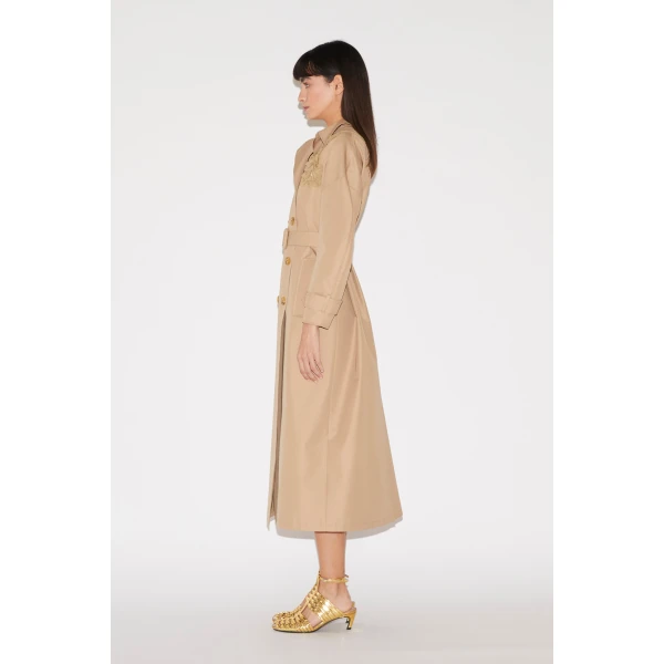 Huishan Zhang Arthur Trench Coat in Camel Cotton Gabardine, view 4