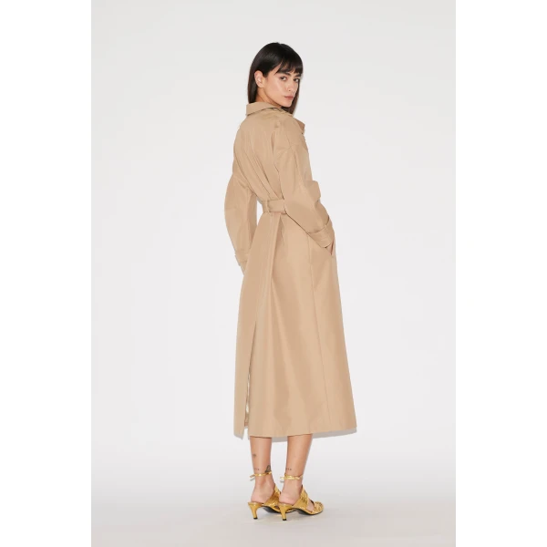 Huishan Zhang Arthur Trench Coat in Camel Cotton Gabardine, view 6