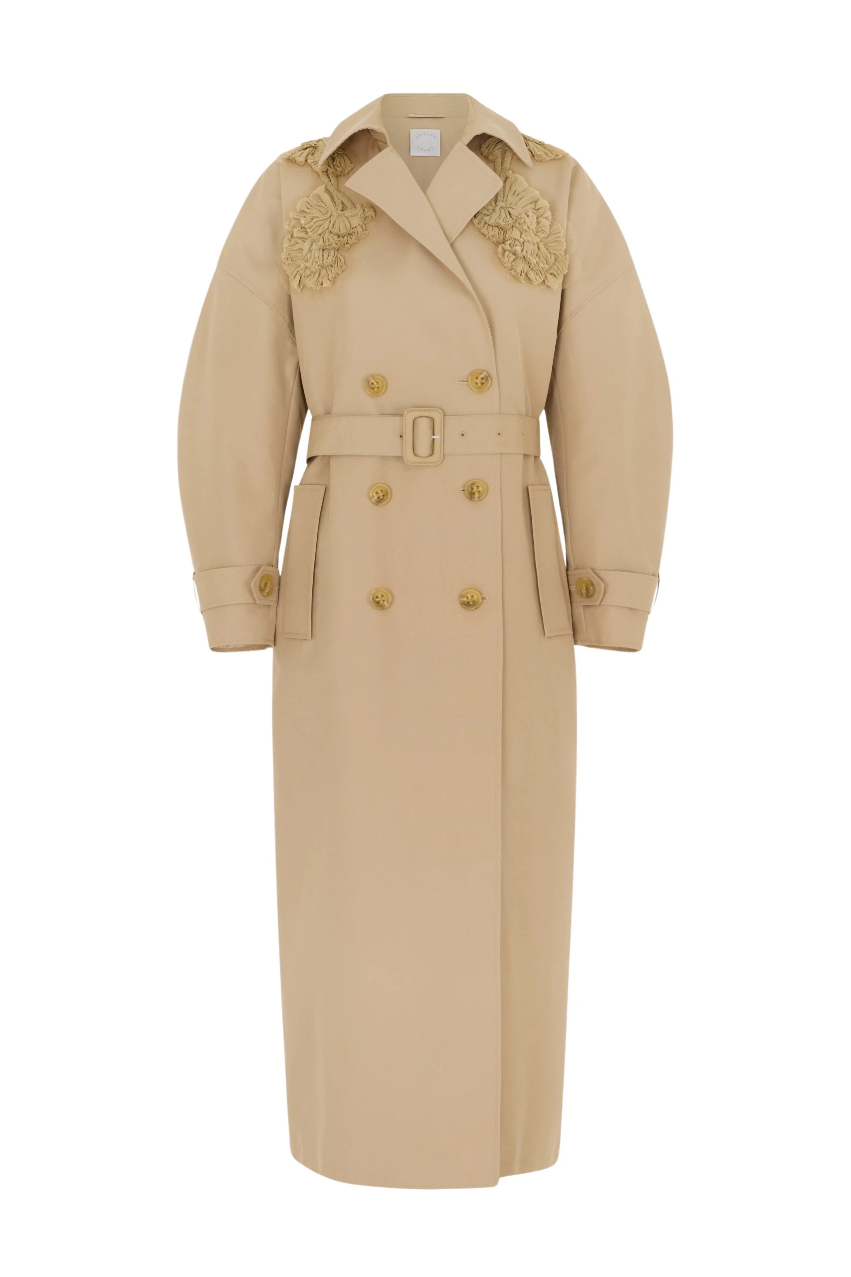 Huishan Zhang Arthur Trench Coat in Camel Cotton Gabardine