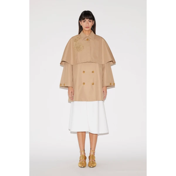 Huishan Zhang Astrelle Coat in Camel Cotton Gabardine, view 2