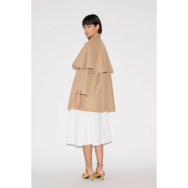 Huishan Zhang Astrelle Coat in Camel Cotton Gabardine, view 4