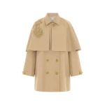 Huishan Zhang Astrelle Coat in Camel Cotton Gabardine