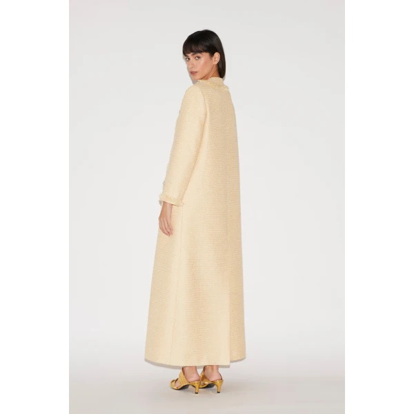 Huishan Zhang Betula Coat in Pale Yellow Tweed, view 5