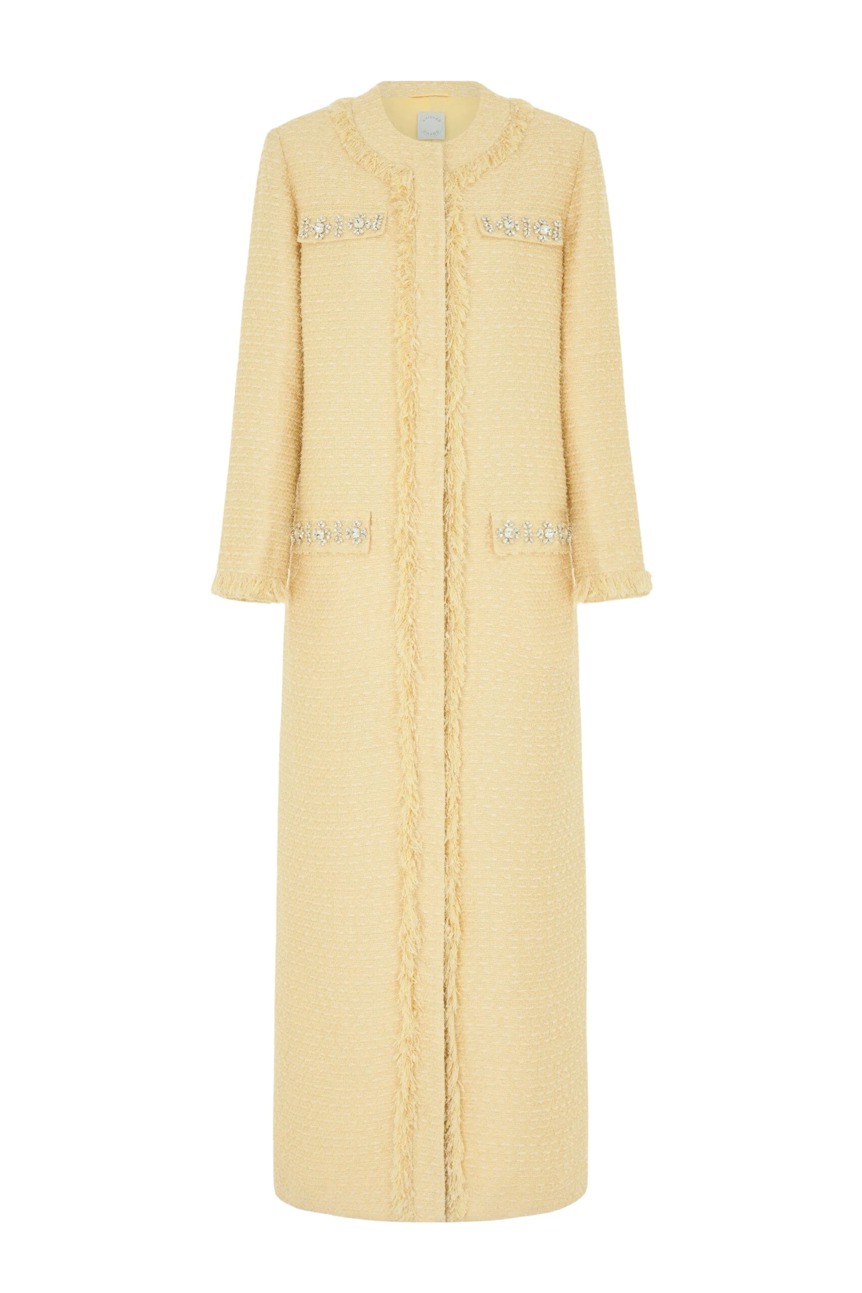 Huishan Zhang Betula Coat in Pale Yellow Tweed