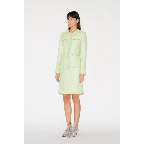 Huishan Zhang Cecil Jacket in Pale Green Tweed, view 5