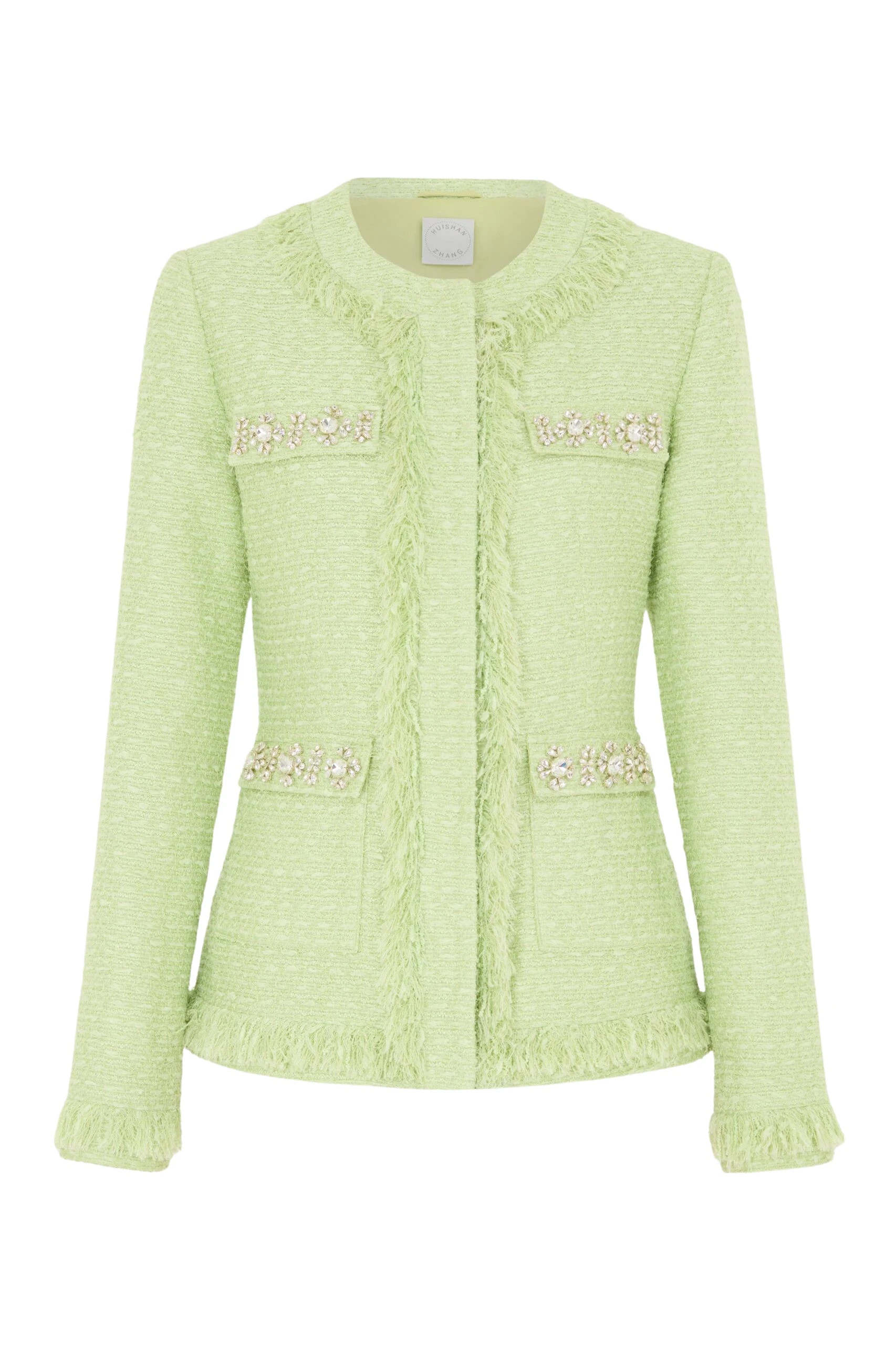 Huishan Zhang Cecil Jacket in Pale Green Tweed