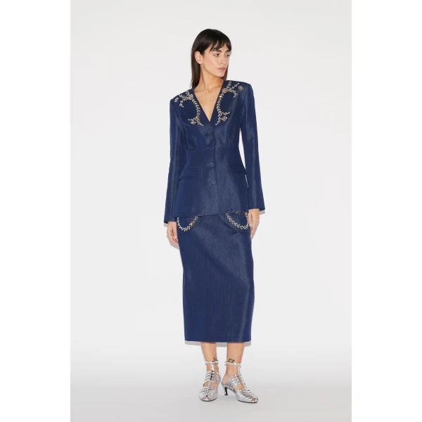 Huishan Zhang Clay Jacket in Blue Chambray, view 5