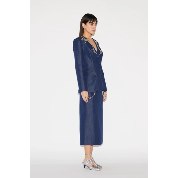 Huishan Zhang Clay Jacket in Blue Chambray, view 6