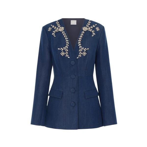 Huishan Zhang Clay Jacket in Blue Chambray