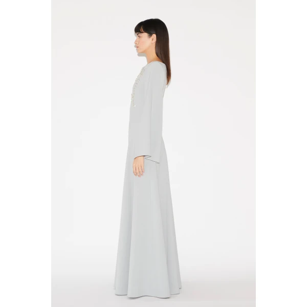 Huishan Zhang Clover Gown in Grey Crepe, view 4